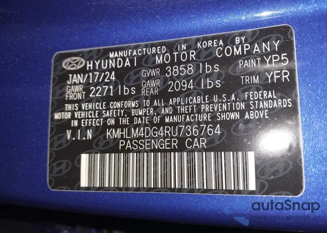 2024 Hyundai Elantra Sel from USA, damaged, VIN KMHLM4DG4RU736764